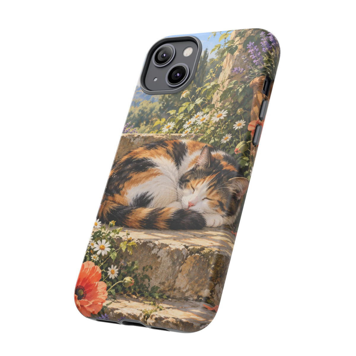 Garden Nap iPhone Tough Case | calico cat