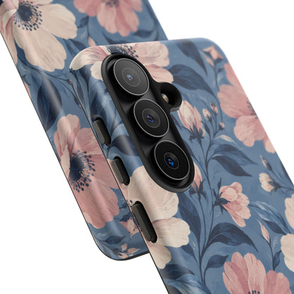 Dusk Blossom Samsung Galaxy Tough Case | Pink & Ivory Floral on Blue