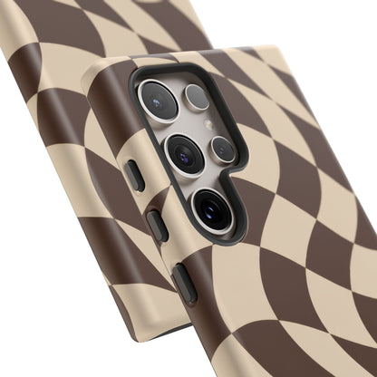 Espresso Wave Samsung Galaxy Tough Case | brown checkerboard