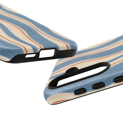 Blue Wavy Stripe Samsung Galaxy Tough Case | Riviera Ribbons