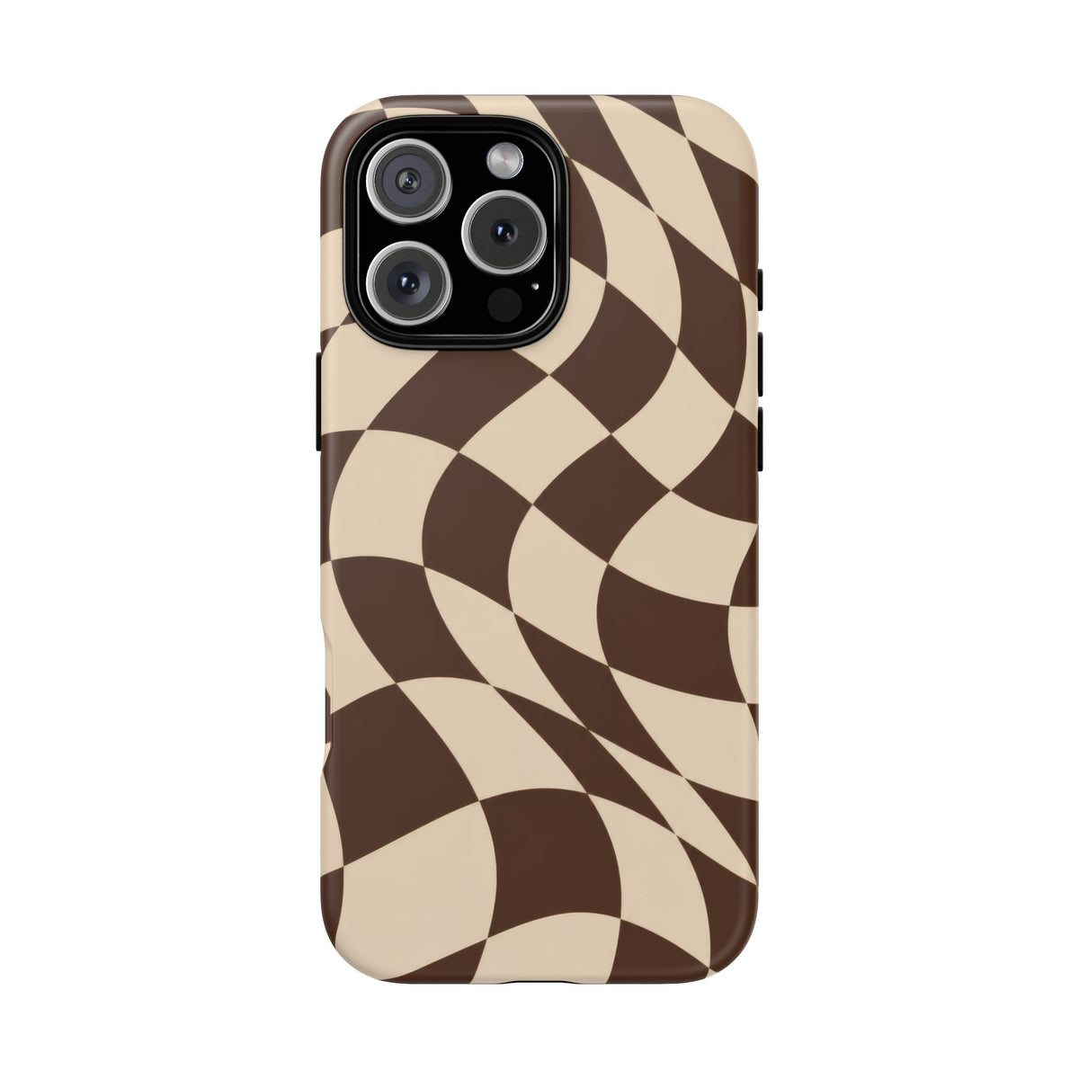 Espresso Wave iPhone Tough Case | brown checkerboard