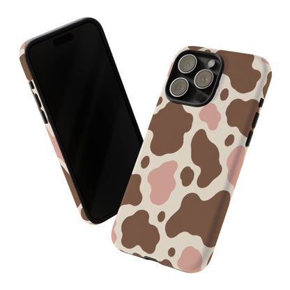 Mocha Blush iPhone Tough Case | Brown & Pink Cow Print