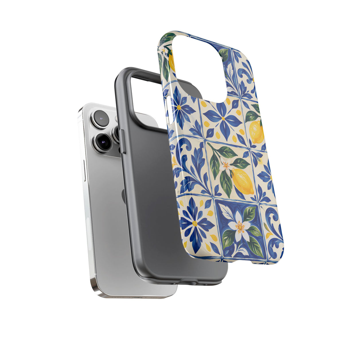 Blue Lemon Tile iPhone Tough Case | Azulejo Orchard