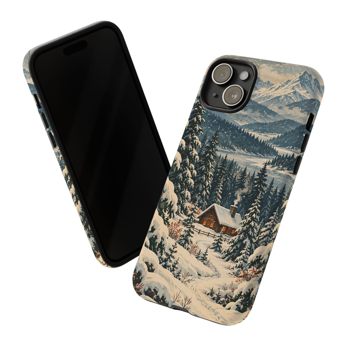 Vintage Winter Cabin Tough Phone Case