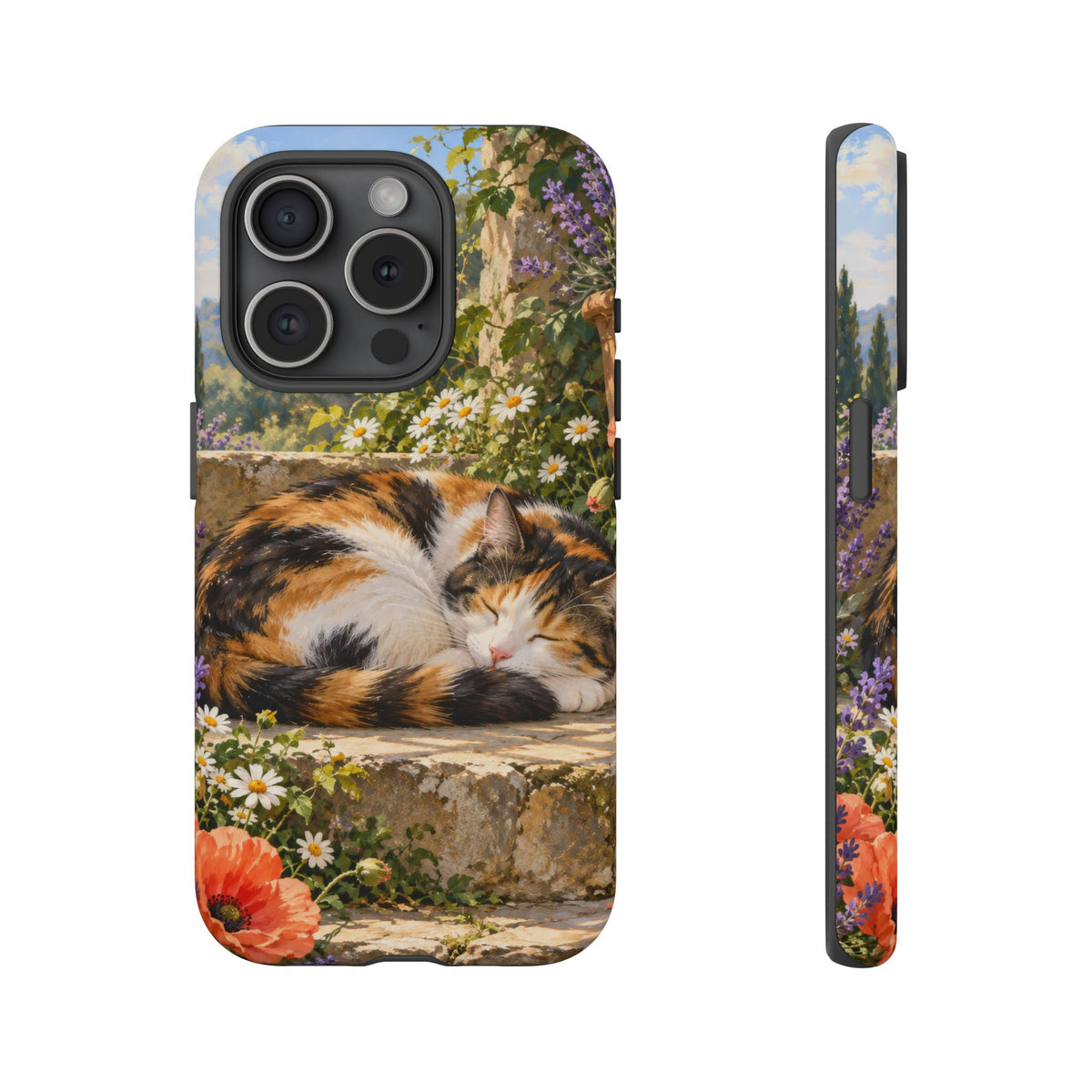 Garden Nap iPhone Tough Case | calico cat