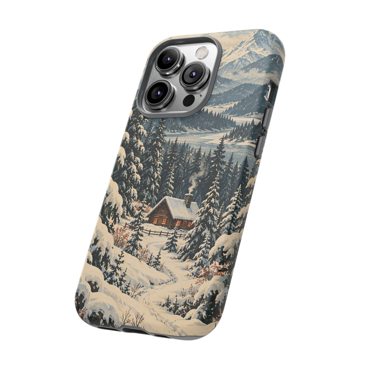 Vintage Winter Cabin Tough Phone Case