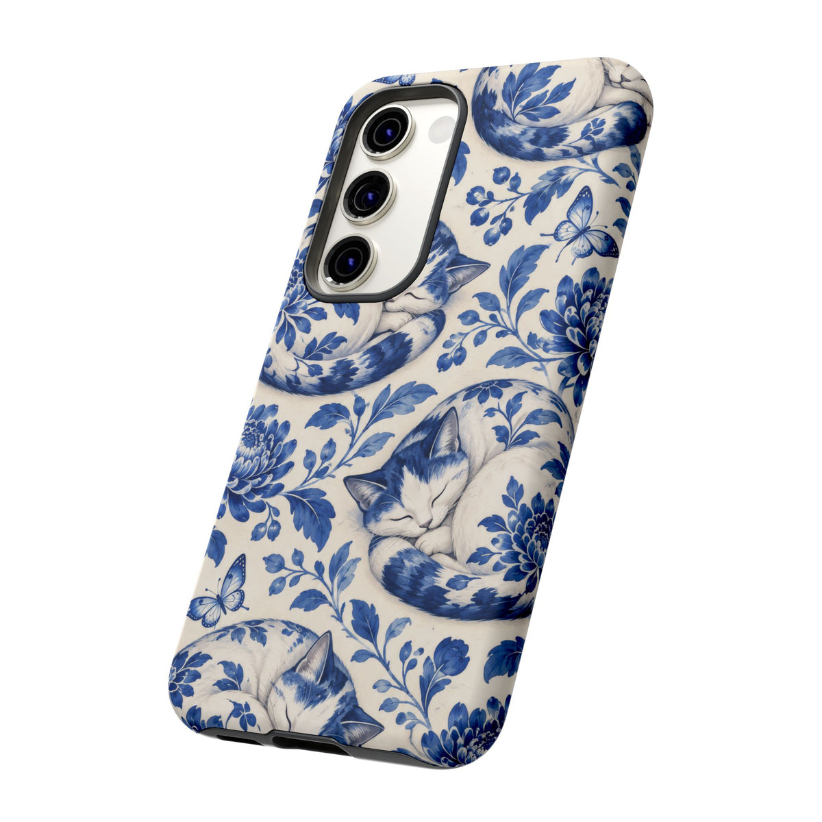 Porcelain Paws Samsung Galaxy Tough Case | blue cat pattern