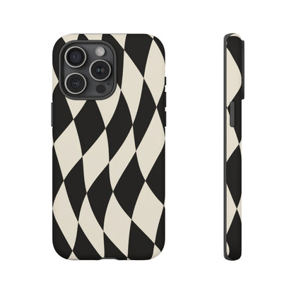 Harlequin Sway iPhone Tough Case | Black & White Harlequin