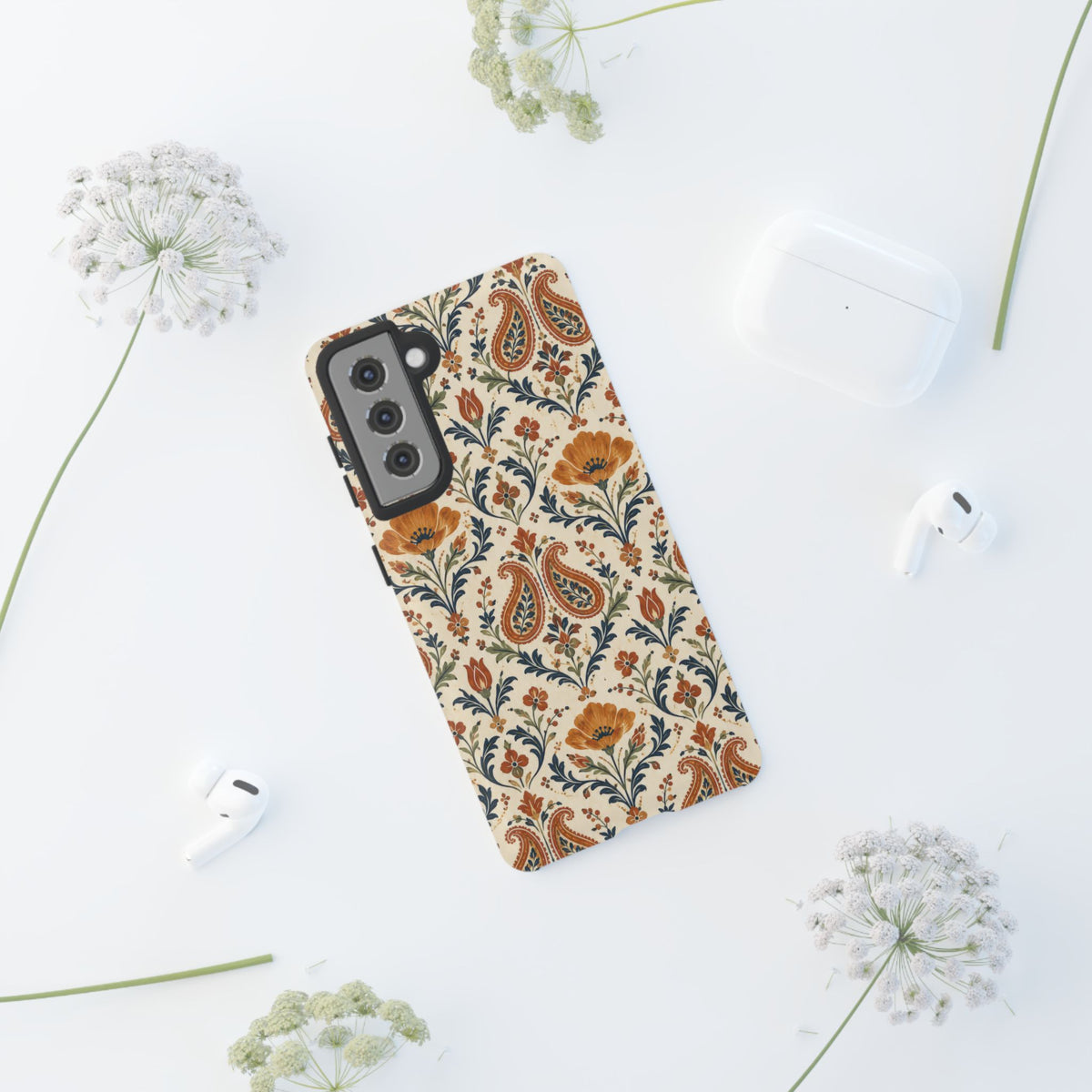 Terracotta Arabesque Samsung Galaxy Tough Case | Terracotta Floral Paisley