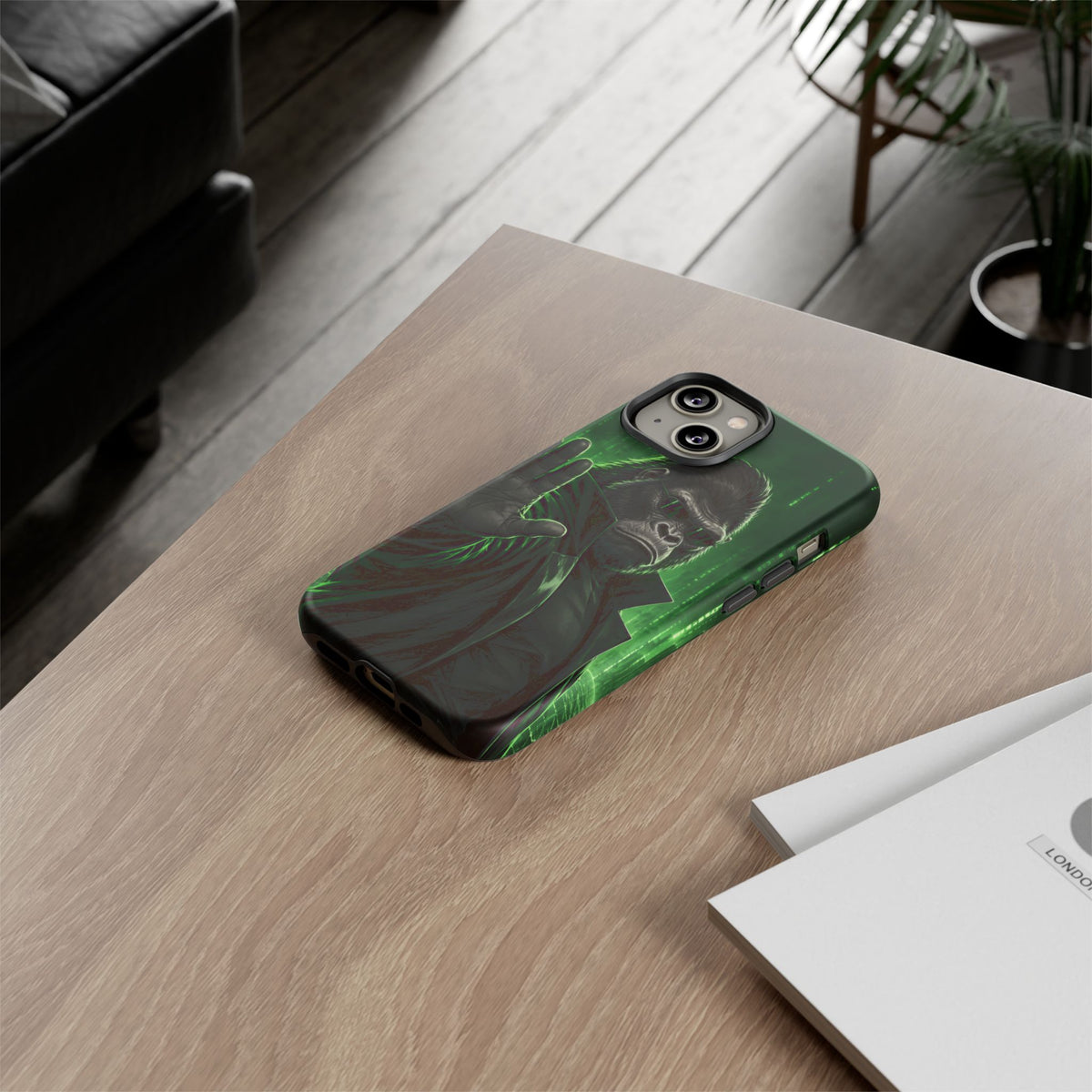 Cyberpunk Gorilla iPhone Tough Case | Neon Code Silverback