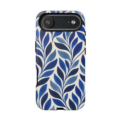 Cobalt Current iPhone Tough Case | Cobalt Blue Leaf Pattern