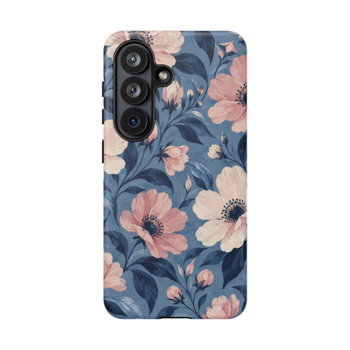 Dusk Blossom Samsung Galaxy Tough Case | Pink & Ivory Floral on Blue