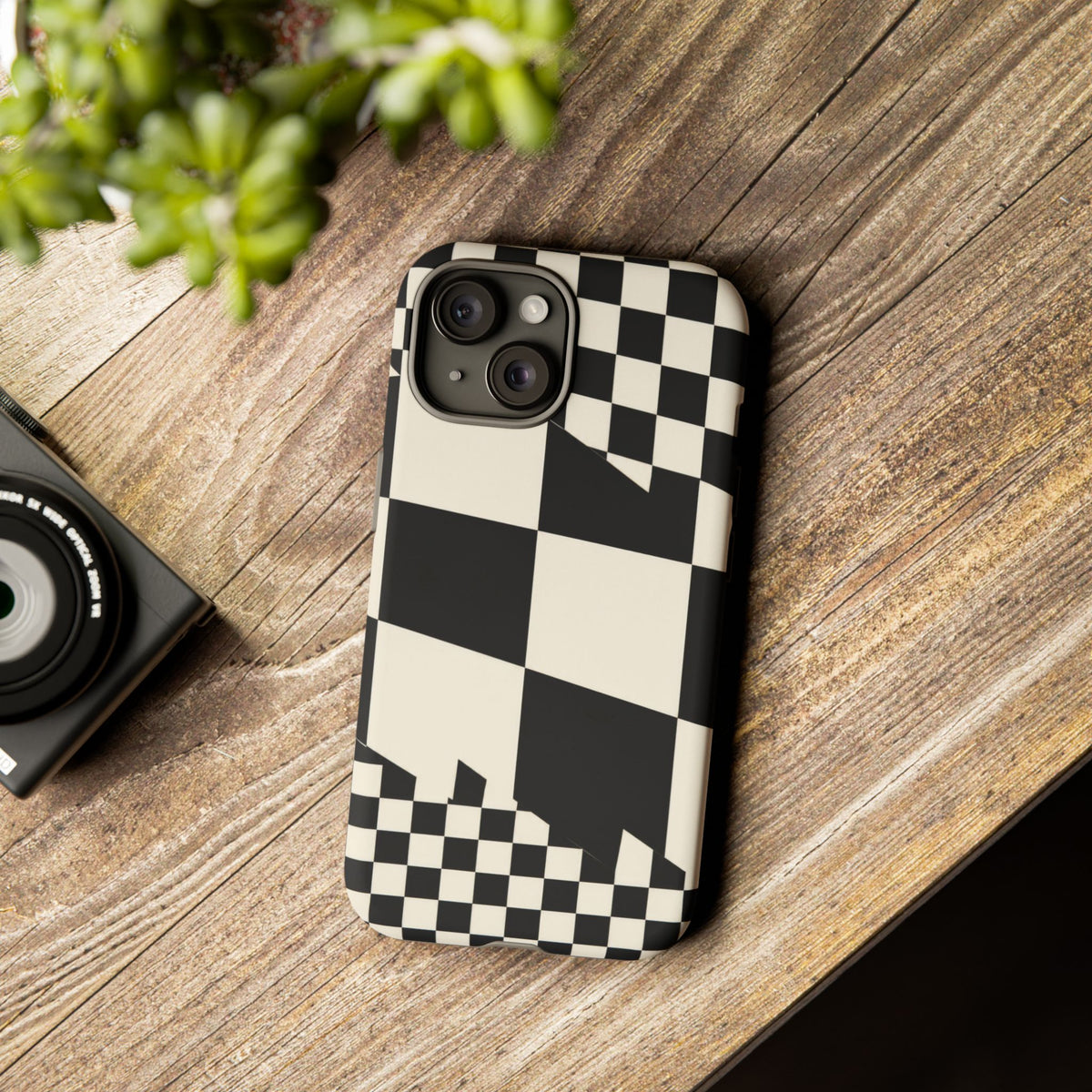 Check Shift iPhone Tough Case | Black & White Checkerboard