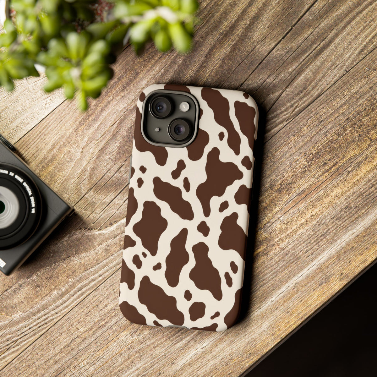 Cocoa Ranch iPhone Tough Case | Brown Cow Print