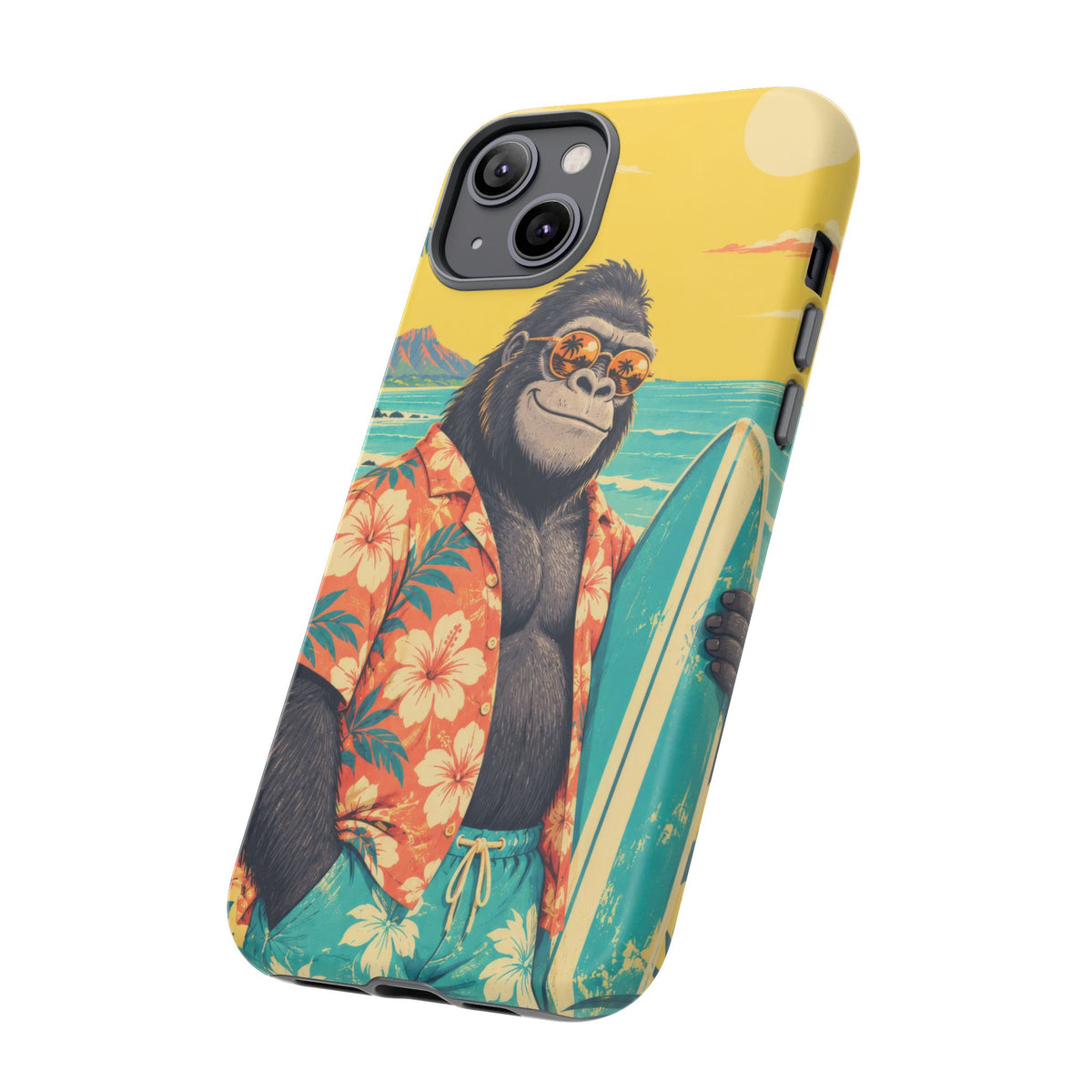 Banana Break iPhone Tough Case | Retro Surf Gorilla Art