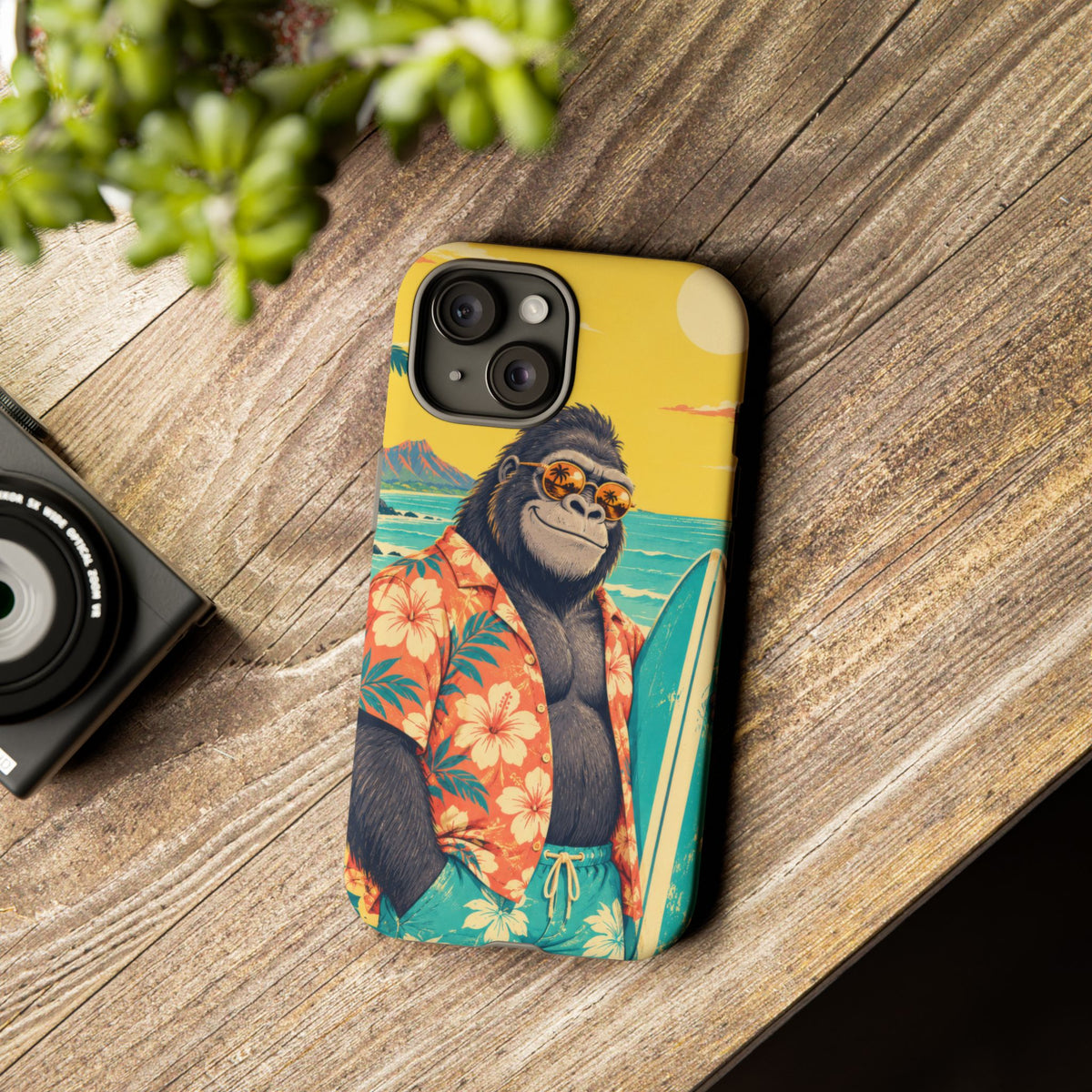 Banana Break iPhone Tough Case | Retro Surf Gorilla Art