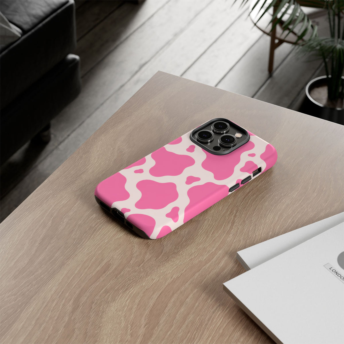 Strawberry Milk iPhone Tough Case | Pink Cow Print