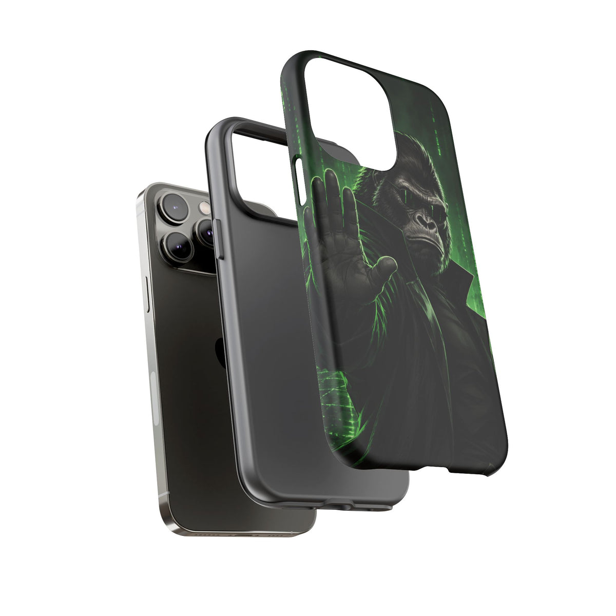 Cyberpunk Gorilla iPhone Tough Case | Neon Code Silverback
