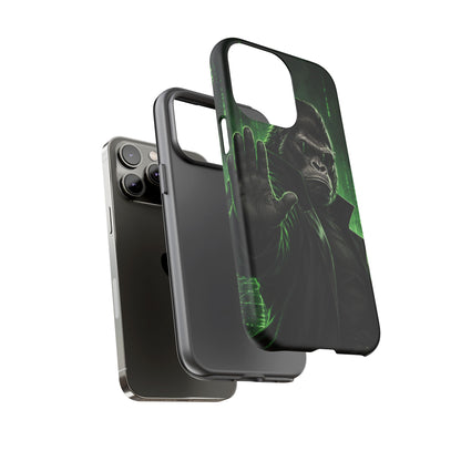 Cyberpunk Gorilla iPhone Tough Case | Neon Code Silverback