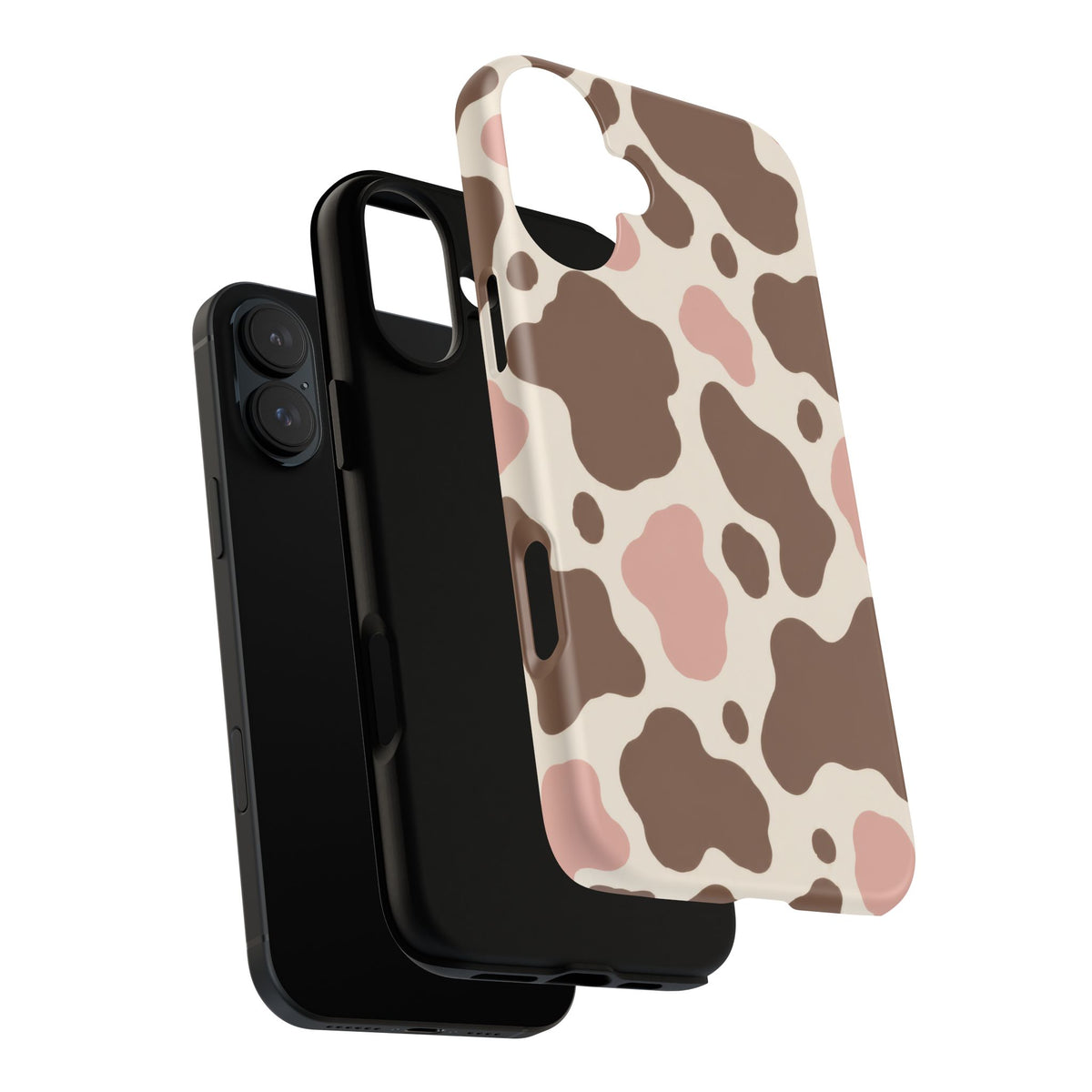 Mocha Blush iPhone Tough Case | Brown & Pink Cow Print