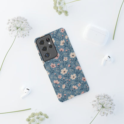 Blue Meadow Samsung Galaxy Tough Case | Pink & Ivory Floral on Blue