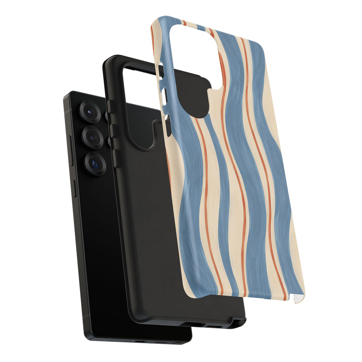 Blue Wavy Stripe Samsung Galaxy Tough Case | Riviera Ribbons