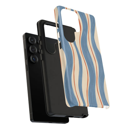 Blue Wavy Stripe Samsung Galaxy Tough Case | Riviera Ribbons