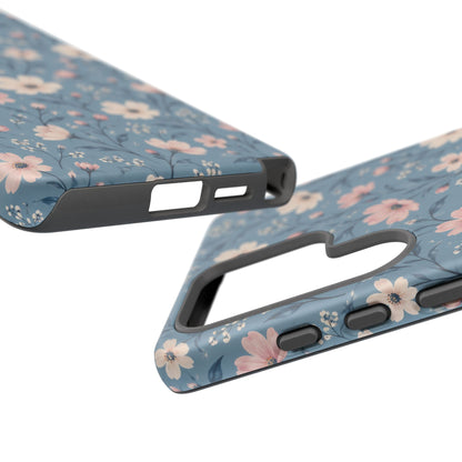 Blue Meadow Samsung Galaxy Tough Case | Pink & Ivory Floral on Blue