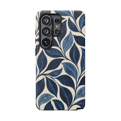 Indigo Folia Samsung Galaxy Tough Case | Indigo & Ivory Leaf Pattern