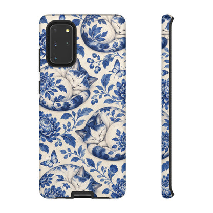 Porcelain Paws Samsung Galaxy Tough Case | blue cat pattern