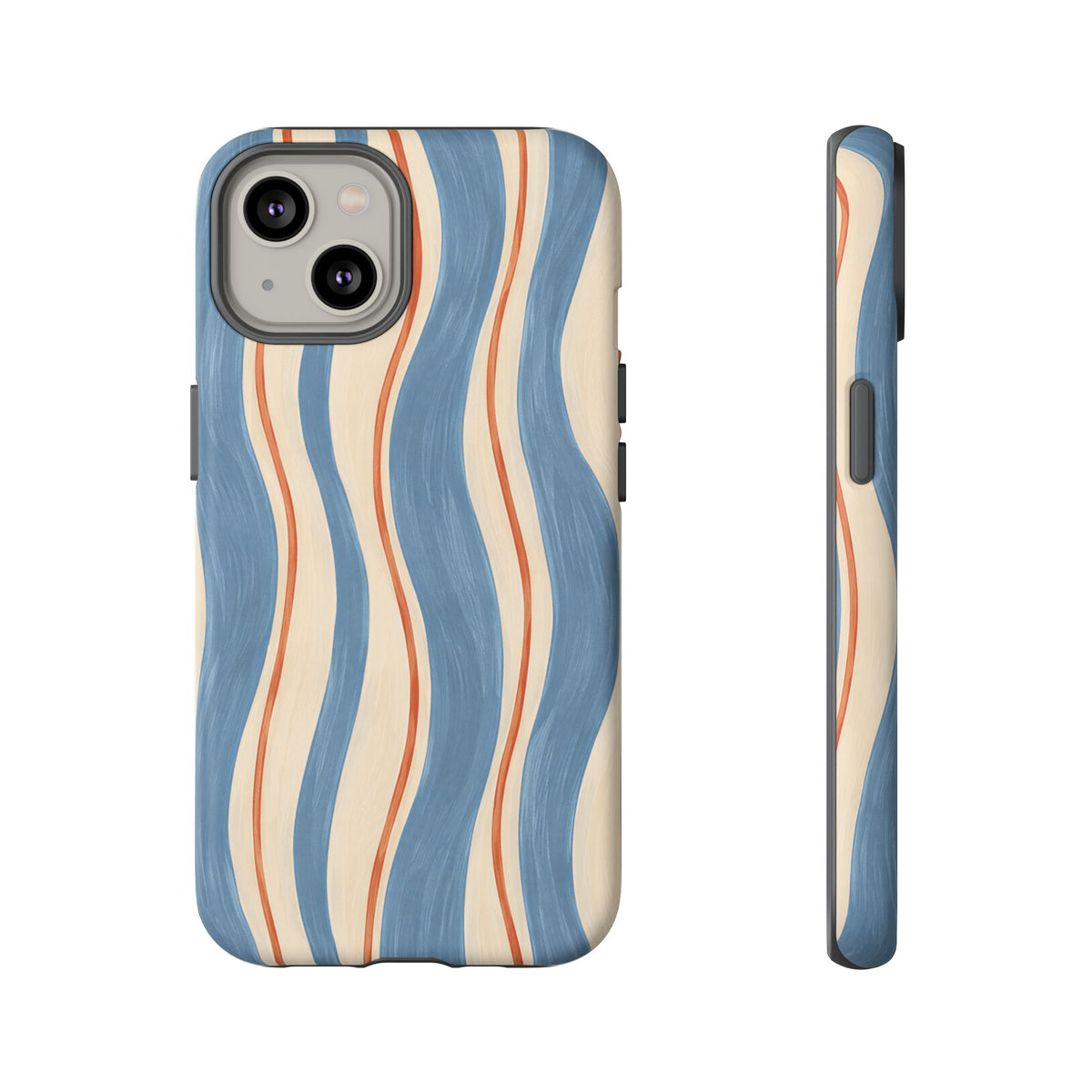 Blue Wavy Stripe iPhone Tough Case | Riviera Ribbons