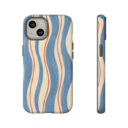 Blue Wavy Stripe iPhone Tough Case | Riviera Ribbons