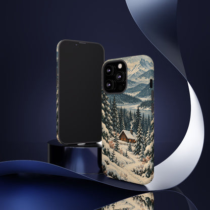 Vintage Winter Cabin Tough Phone Case