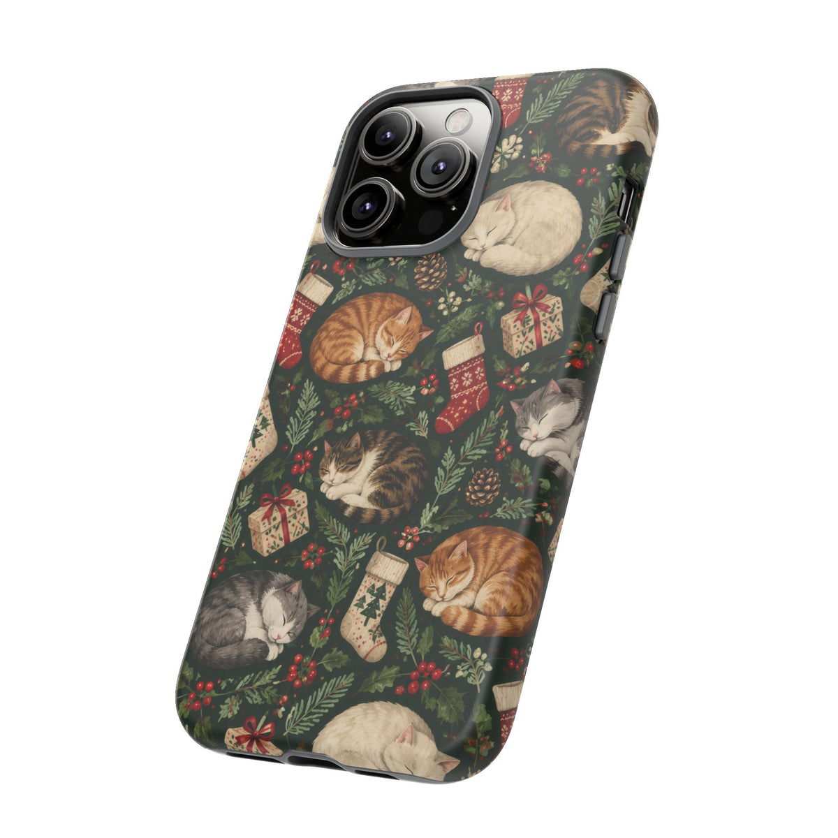 Christmas Cat Naps iPhone Tough Case | christmas cats