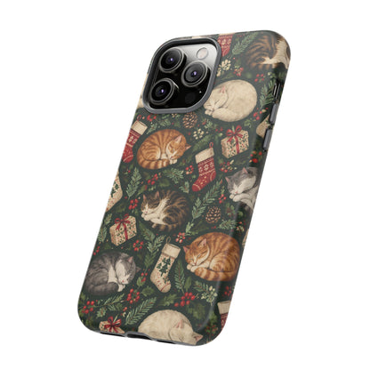 Christmas Cat Naps iPhone Tough Case | christmas cats