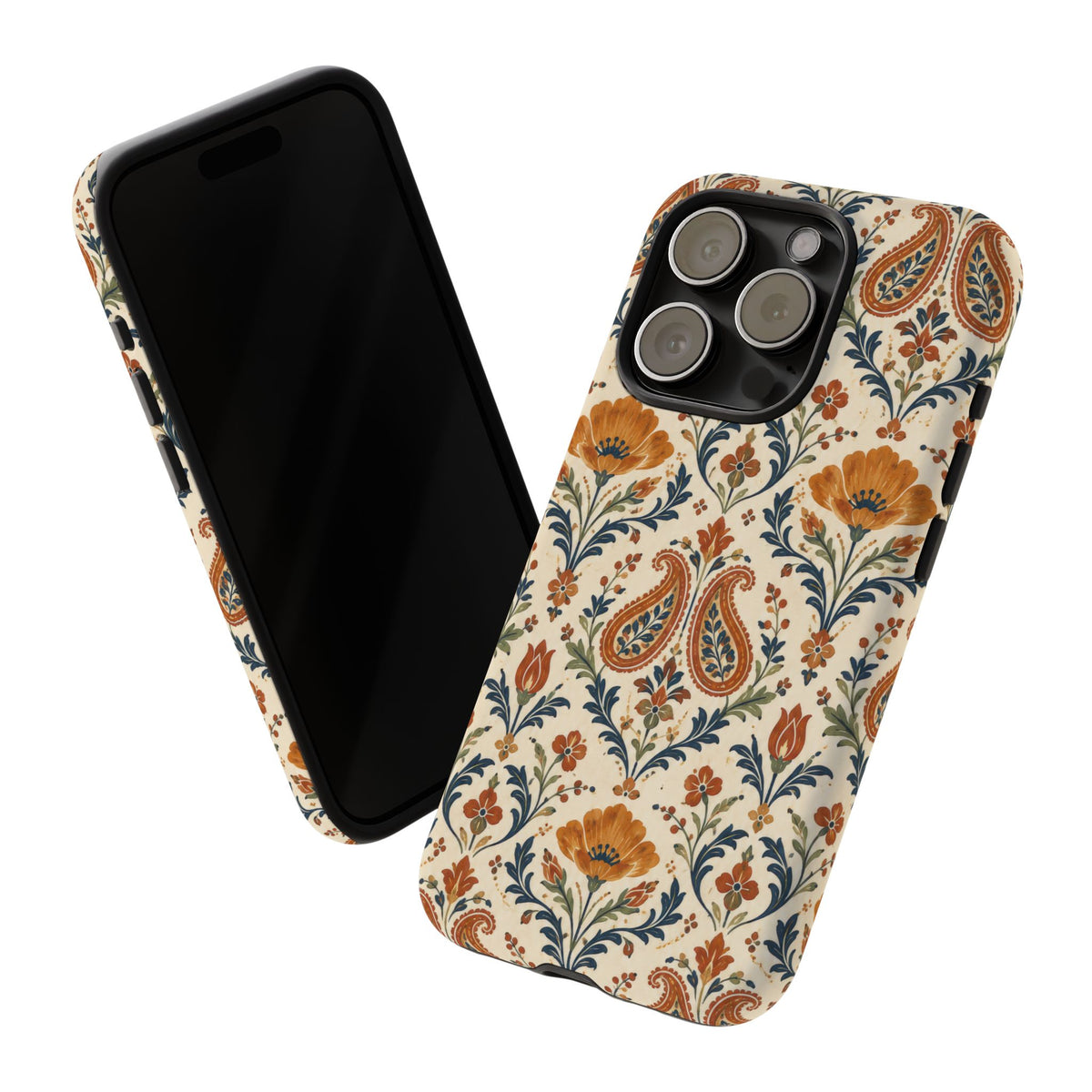 Terracotta Arabesque iPhone Tough Case | Terracotta Floral Paisley