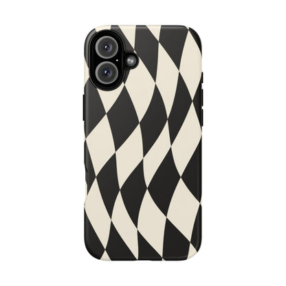 Harlequin Sway iPhone Tough Case | Black & White Harlequin