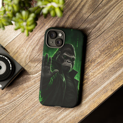 Cyberpunk Gorilla iPhone Tough Case | Neon Code Silverback