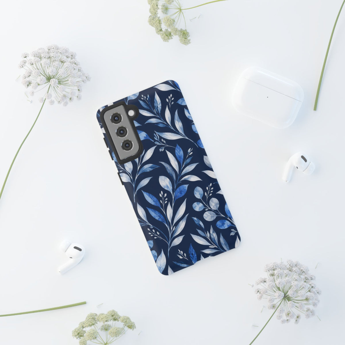Blue Hour Botanical Samsung Galaxy Tough Case | Blue Botanical Leaf Pattern