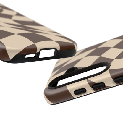 Espresso Wave Samsung Galaxy Tough Case | brown checkerboard