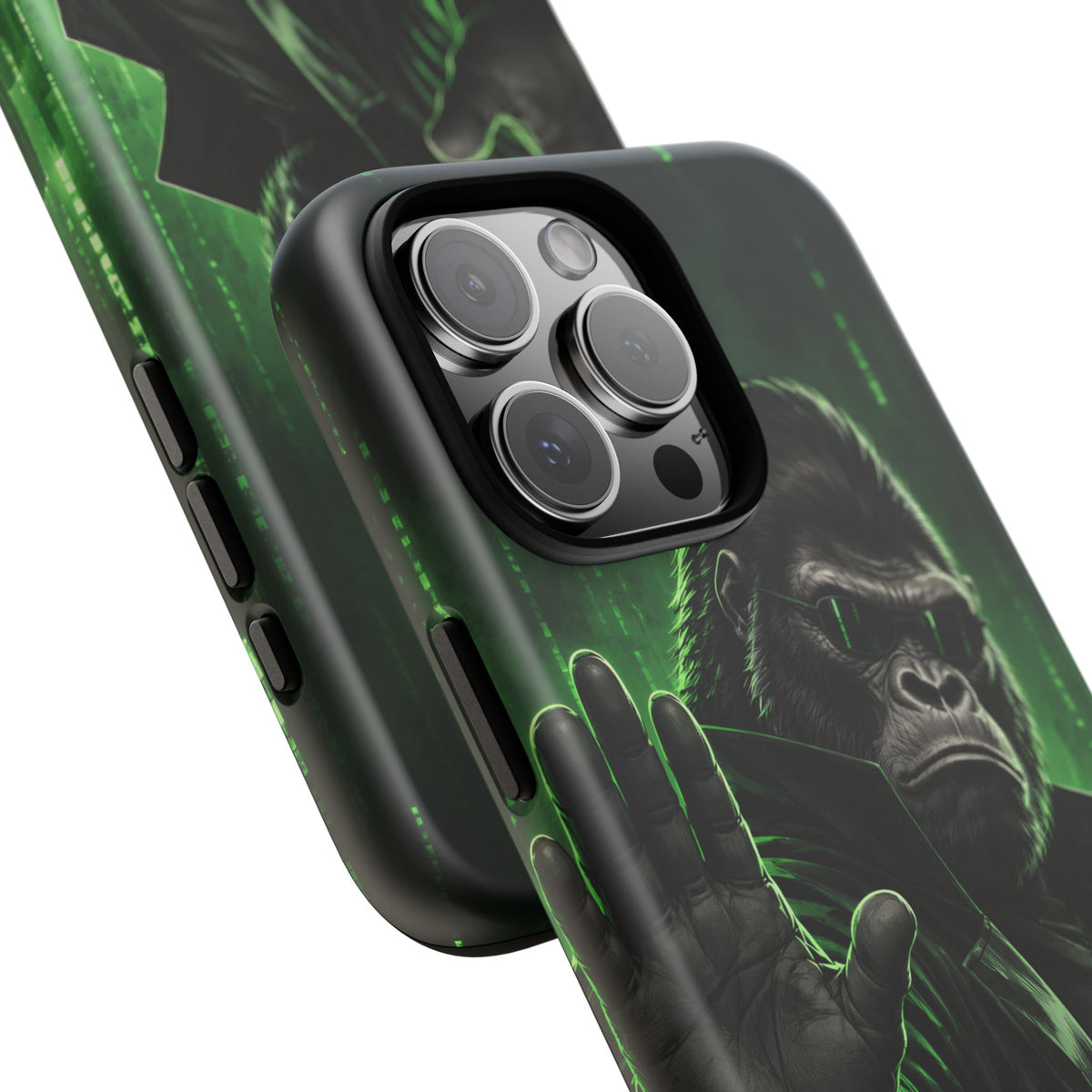 Cyberpunk Gorilla iPhone Tough Case | Neon Code Silverback
