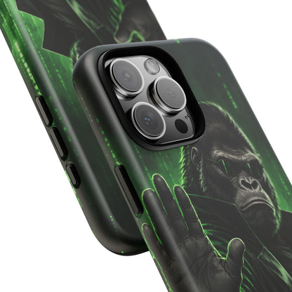 Cyberpunk Gorilla iPhone Tough Case | Neon Code Silverback
