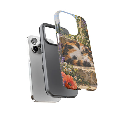 Garden Nap iPhone Tough Case | calico cat