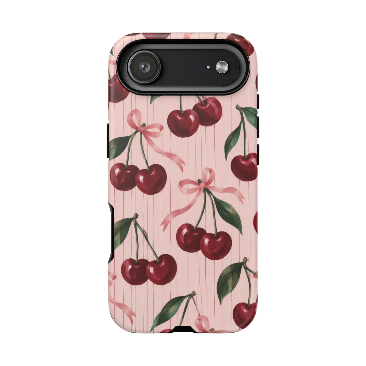 Cherry Ribbon iPhone Tough Case | cherry print