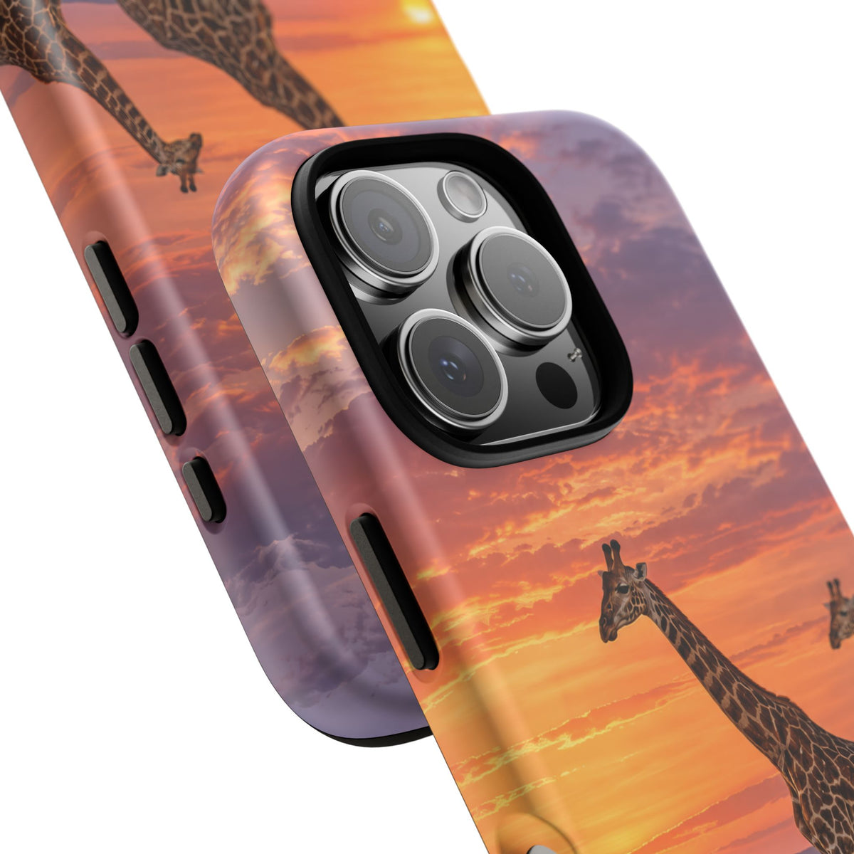 Giraffes in Rose Light iPhone Tough Case | giraffe landscape