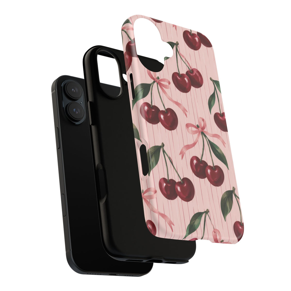 Cherry Ribbon iPhone Tough Case | cherry print