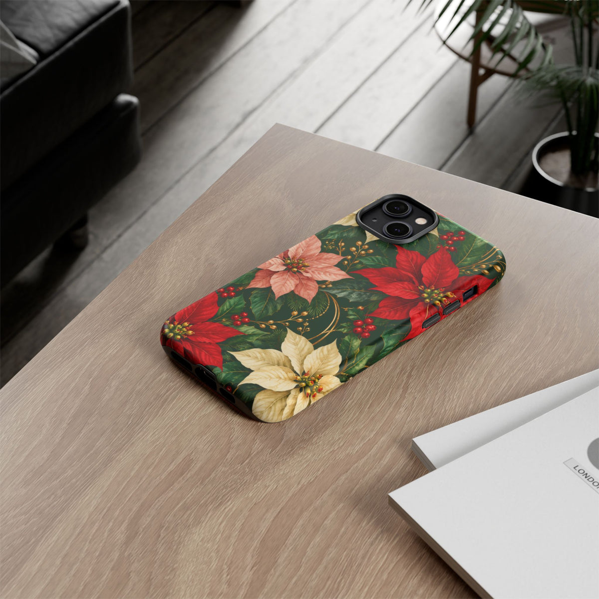 Noel in Bloom iPhone Tough Case | poinsettia