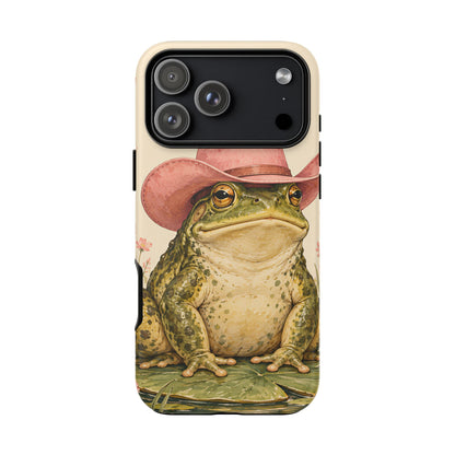 Cowboy Frog iPhone Tough Case | Pink Hat Bullfrog