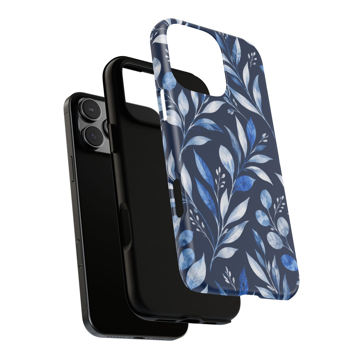 Blue Hour Botanical iPhone Tough Case | Blue Botanical Leaf Pattern
