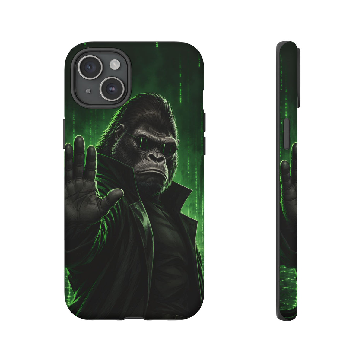 Cyberpunk Gorilla iPhone Tough Case | Neon Code Silverback